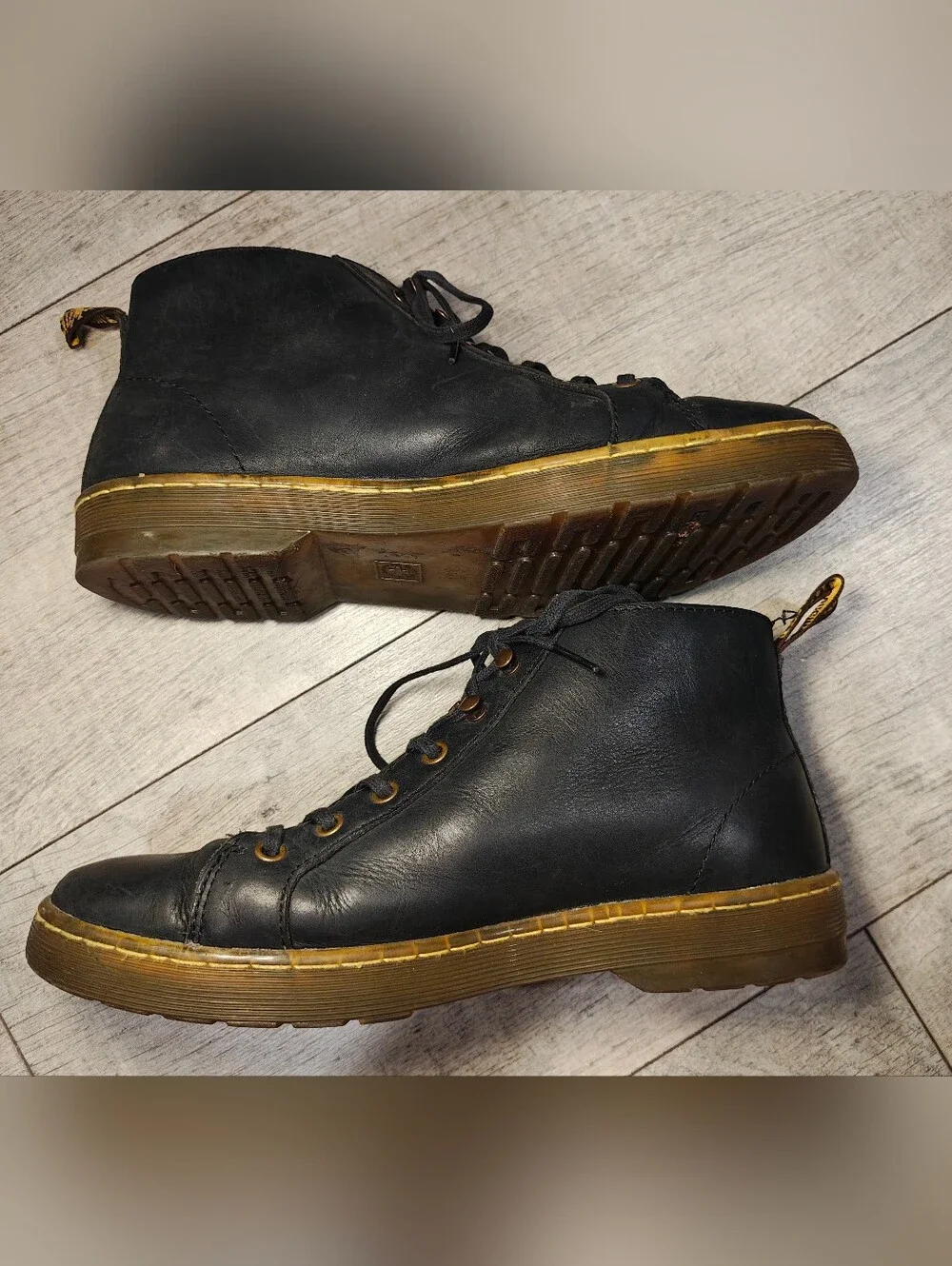 Dr. Martins Unisex Coburg 6-eyelet Chukka Black Leather Boots w Brass Eyelets.